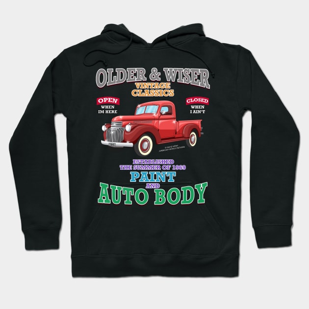 Older & Wiser Auto Body Classic Car Garage Hot Rod Novelty Gift Hoodie by Airbrush World